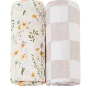 Baby Swaddle Set in Gram’s Garden & Dusty Checkered